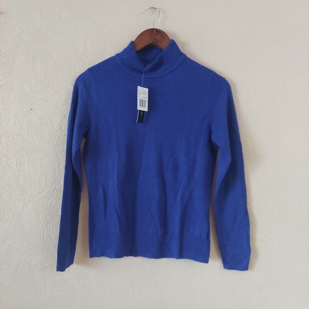 Napa Valley Blue Mock Neck Acrylic Knit Sweater NEW Sz Petite Small